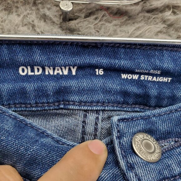 Old Navy Jeans Womens 16 Blue High-Rise Wow Straight Stretch Denim - Picture 2 of 9